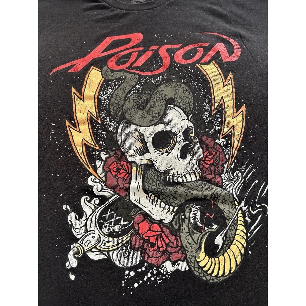 Poison Men's T-Shirt Size 3XL Licensed Tee 2018 Graphic Skull Biker Heavy Metal - Picture 2 of 7